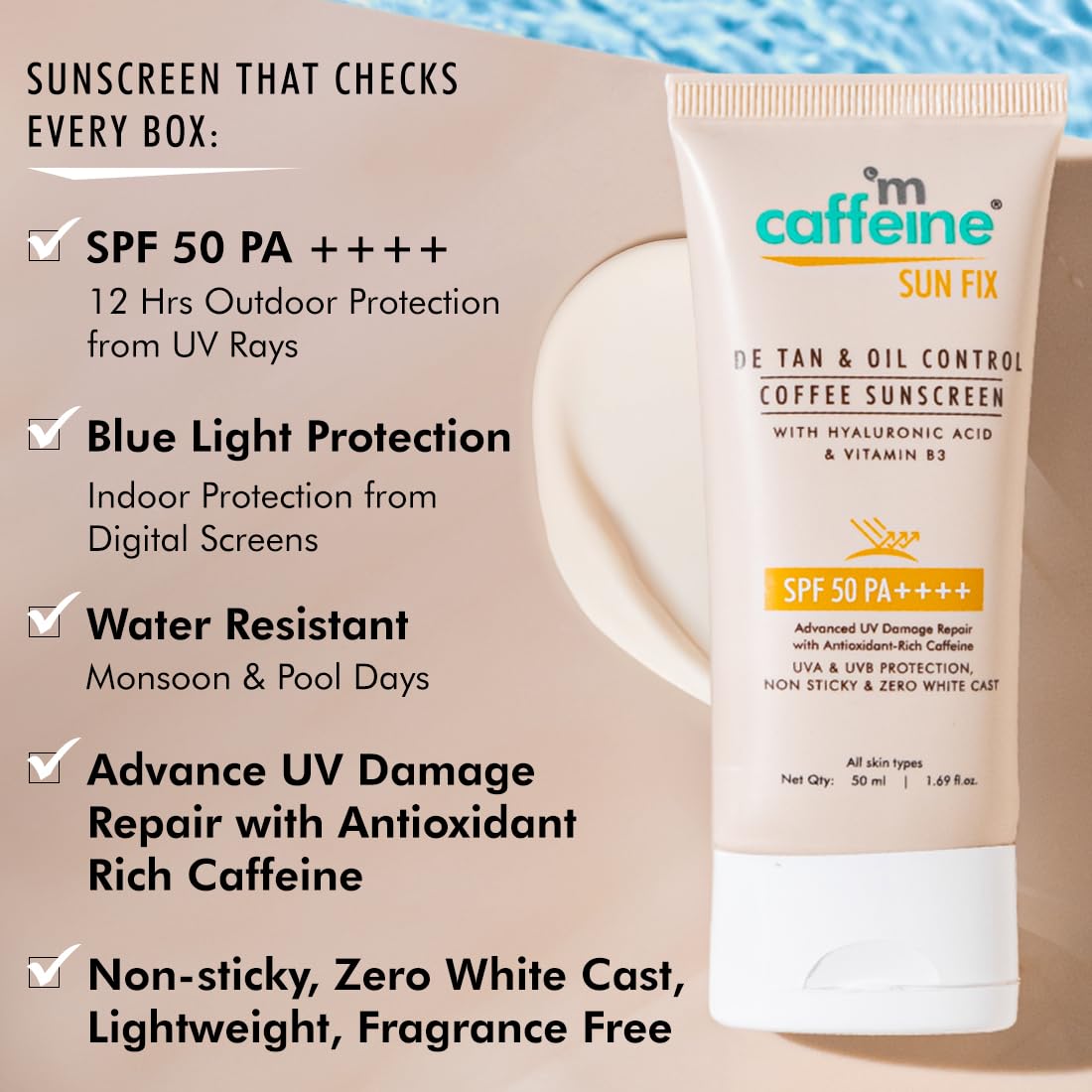 mCaffeine Coffee Sunscreen Lotion SPF 50 50 ml