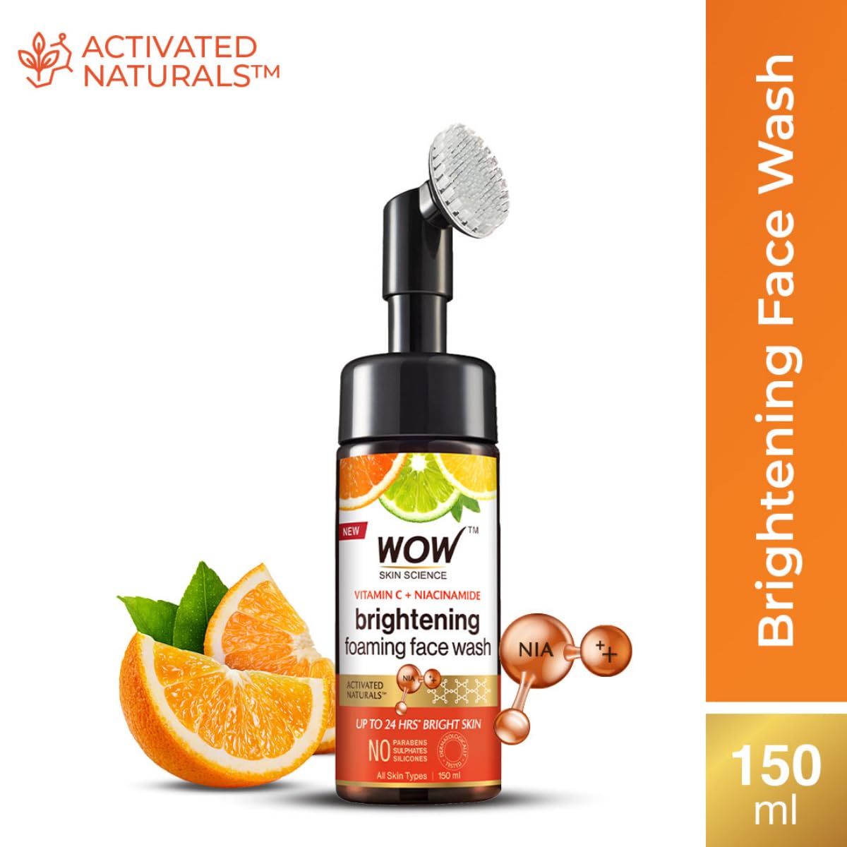WOW Skin Scienece Vit C Foaming Face Wash With Brush 150 ml